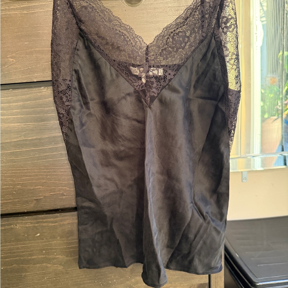 MAJE Black Lace Trim Tank